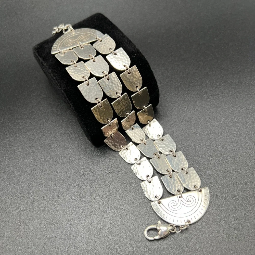 Brighton Marrakesh Soileil Wide Bracelet Silver Plated Hammered Shield‎ Boho